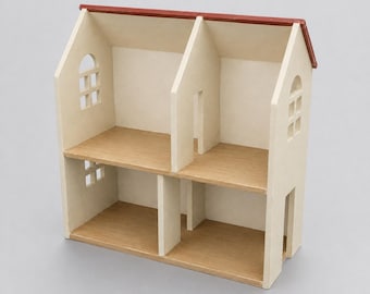 Miniature Open Front House Shell STL - Dollhouse Miniature 3D Print File
