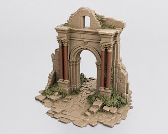 Miniature Overgrown Ruined Archway STL - Dollhouse Miniature 3D Print File