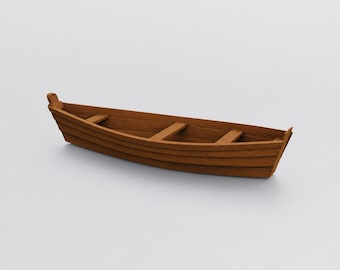 Miniature Beached Wooden Rowboat STL - Dollhouse Miniature 3D Print File