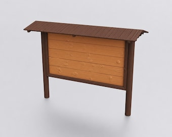 Miniature Rustic Wooden Notice Board STL - 1:12 Dollhouse Miniature 3D Print File