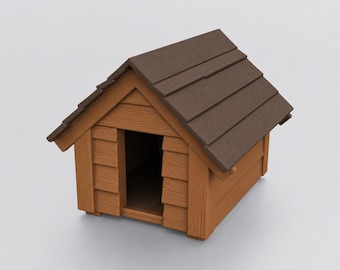 Miniature Rustic Wooden Dog House STL - 1:12 Dollhouse Miniature 3D Print File