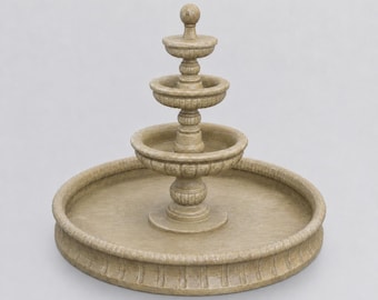 Miniature Classic Tiered Fountain STL - 1:12 Dollhouse Miniature 3D Print File