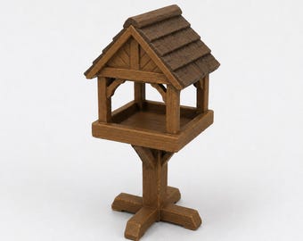 1:12 Miniature Wooden Bird Feeder STL, Garden Birdhouse Prop 3D Print File for Diorama and Tabletop Terrain