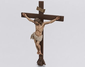 Miniature Christ on the Cross Crucifix STL - Dollhouse Miniature 3D Print File