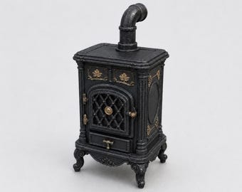 1:12 Ornate Vintage Stove STL, Antique Heater 3D Printable Model for Dollhouse Diorama Tabletop Decor