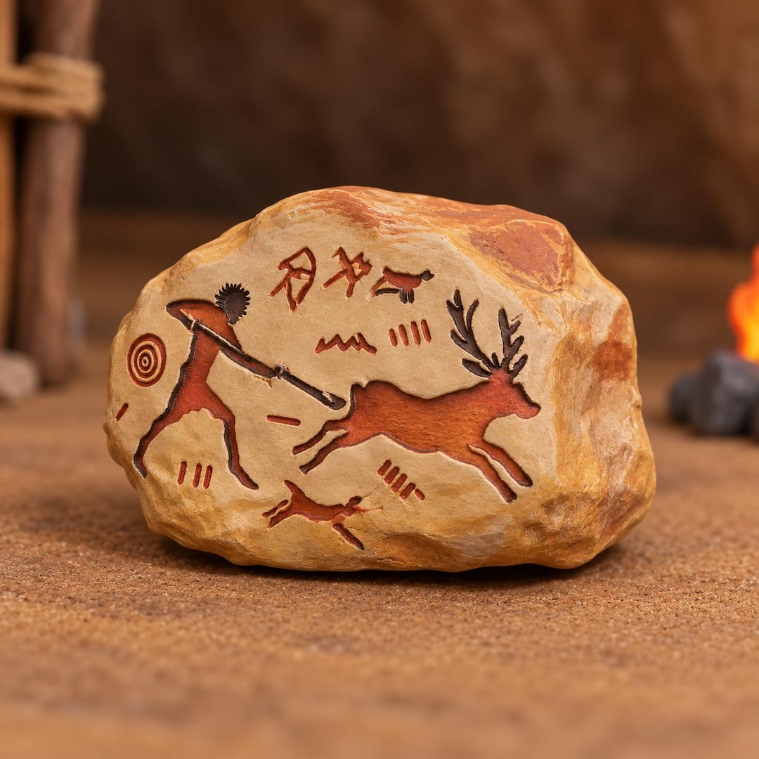 Ancient Rock Art Stone Panel STL, Petroglyph Cave Drawing 3D Print for ...