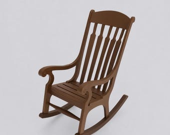 Miniature Vintage Rocking Chair STL - 1:12 Dollhouse Furniture 3D Print File