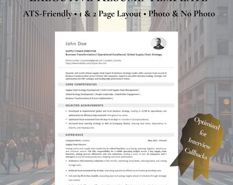 Executive Resume Template Word | ATS CV (1 & 2 Page Layout) | Interview Optimized | Pre-filled at Executive Level