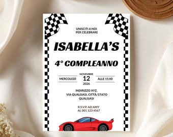 Race Car Birthday Invitation – Kids Racing Party Digital Download