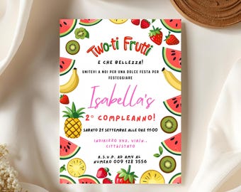 Invito Twotti Frutti - Invito Digitale Stampabile a Tema Frutta per Festa di Compleanno 2
