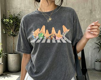 Toy Story Pyramid Hat Abbey Road Crossing T-Shirt, Funny Toy Story Graphic Tee, Pixar Cartoon Fan Shirt For Disney Lovers