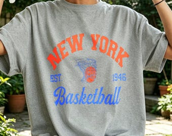 Vintage New York Basketball EST 1946 T-Shirt, Retro NY Knicks Sports Tee, Classic New York Basketball Fan Shirt For Game Day