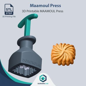 Maamoul Press STL/STEP-Dateien, 3D-druckbare Form für orientalische Kekse (Digitaler Download)