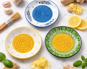 Rallador de ajo y jengibre de cerámica hecho a mano, utensilio de cocina único, regalo para inauguración de casa