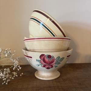 Antique French Gien Cafe au Lait Bowls