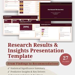 Plantilla de presentación de resultados e información de investigación / Hallazgos de datos y recomendaciones / PowerPoint editable