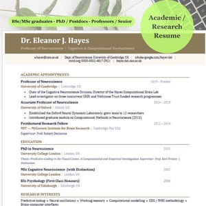 Mall för akademiskt CV i Word | Curriculum Vitae | Doktorsexamen, professor, forskare (1–3 sidor) (digital nedladdning)