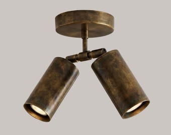 Modern Double Cylinder Ceiling Light – Adjustable Brass Spotlight Fixture, kitchens, hallways, or living areas