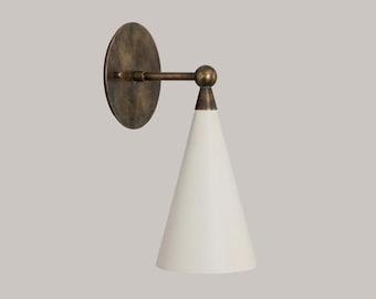 Modern Brass Wall Sconce, Minimalist Cone Wall Light, Mid Century Wall Lamp, Bedroom Bedside Light, Scandinavian Wall Fixture, Hallway Light