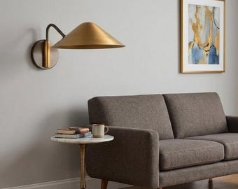 Modern Brass Wall Sconce with Dome Shade, Mid Century Wall Light, Vintage Style Bedside Wall Lighting, Bathroom Vanity Light