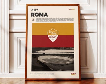 Minimalist AS Roma Poster | Stadio Olimpico Design Poster | Roma Fan Gift | AS Roma Wall Art | AS Roma Stadio Olimpico Decor