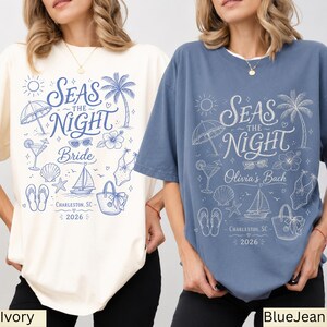 Magliette per addio al nubilato in spiaggia, maglietta da sposa a tema costiero, t-shirt coordinate per la sposa e le amiche
