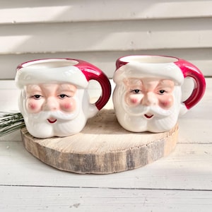 Retro Pottery Barn Santa Mug Set