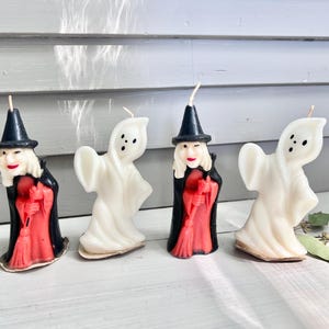 Midcentury Gurley Halloween Witch + Ghost Candles