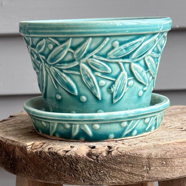 Midcentury Hobnail Aqua McCoy Pot