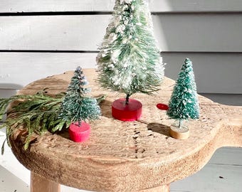 Vintage Snowy Bottlebrush Tree Set of 3