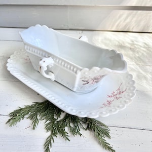 1800’s English Floral Ironstone Large Scalloped Transferware Dish