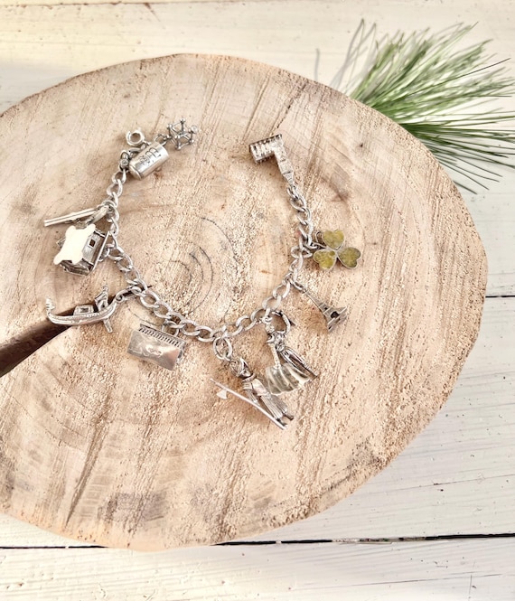 1960’s European Travel Silver Charms Bracelet