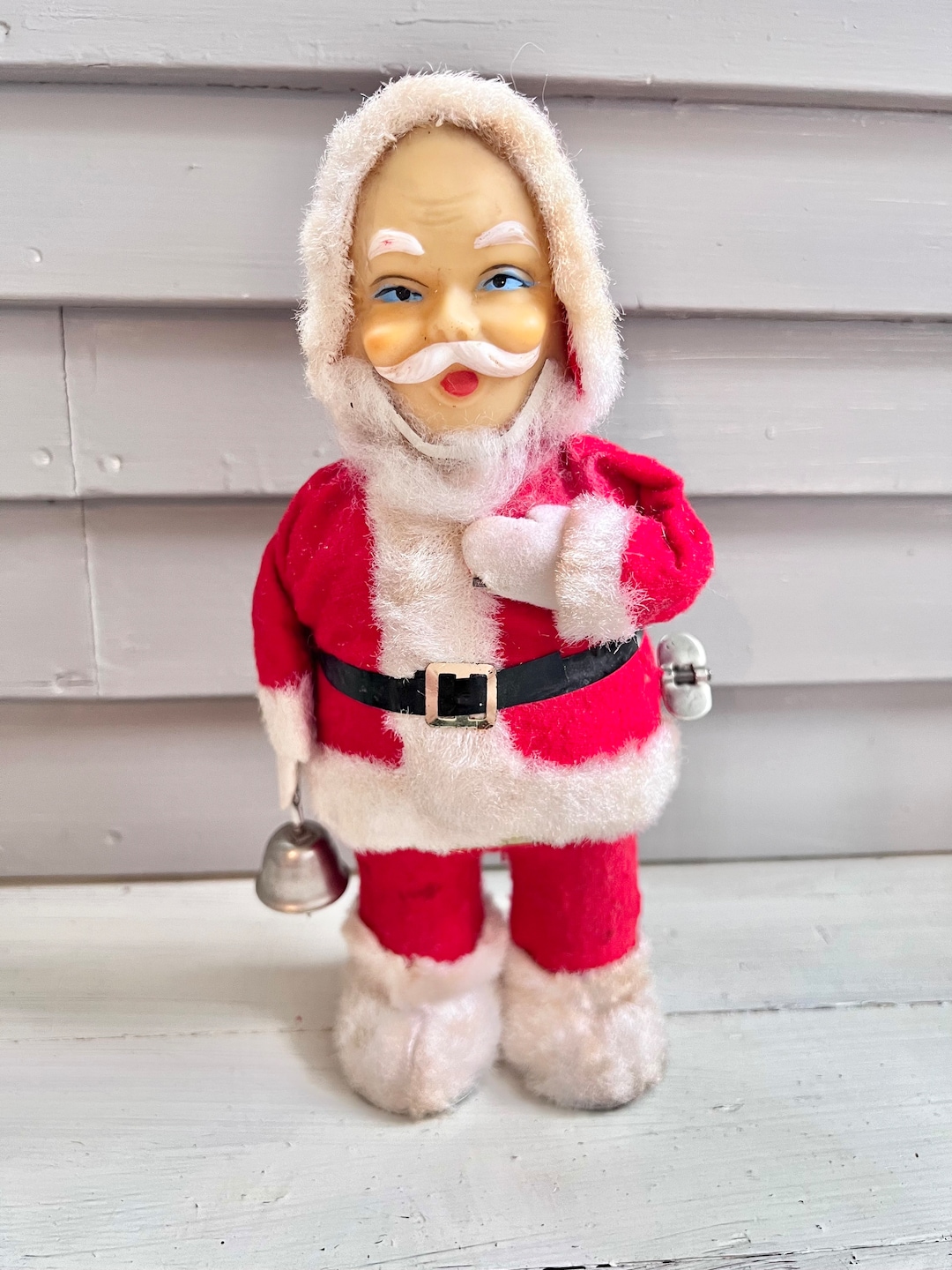 Midcentury Bell Ringing Dancing Santa Doll - Etsy