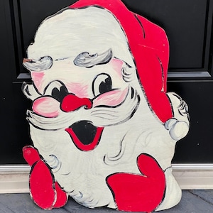 1950’s Original Painted Santa Wall Wood Sign