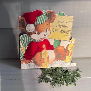 Retro 1950er Jahre Samt Midcentury Bär Weihnachtskarte