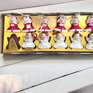 Rare 1950’s Christmas Bell Angel Ornaments Set of 11