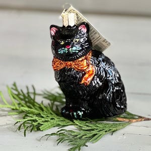 Retro Halloween Cat Old World Ornament