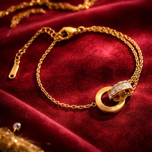 高級ゴールドメッキローマ数字ブレスレット、ステンレススチールジルコンチャームブレスレット（女性用）、エレガントでミニマルなパーティージュエリーギフト