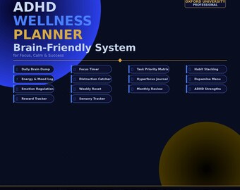 ADHD Wellness Planner PDF Brain-Friendly Daily OrganizerNeurodivergent Focus Tracker Executive Function Journal | Printable Digital Download