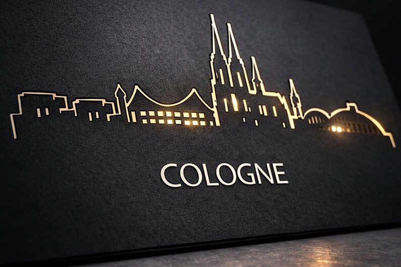 Cologne Skyline Metal Wall Art | City Silhouette Decor (30x20 cm) image 3