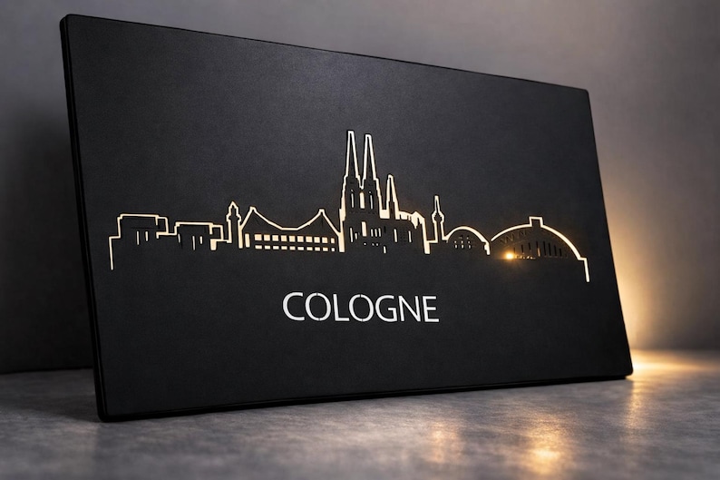 Cologne Skyline Metal Wall Art | City Silhouette Decor (30x20 cm) image 2