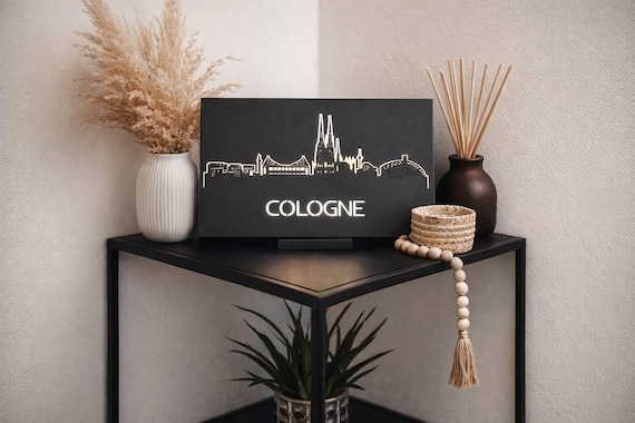 Cologne Skyline Metal Wall Art | City Silhouette Decor (30x20 cm)