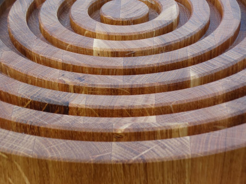 Round Raisin Bread Round Oak End Grain Bread Cutting Board, Crumb Grooves and Reversible ...