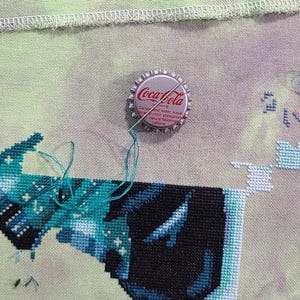 Coca Cola Bottle Cap Magnetic Needle Minder for Cross Stitch or Embroidery