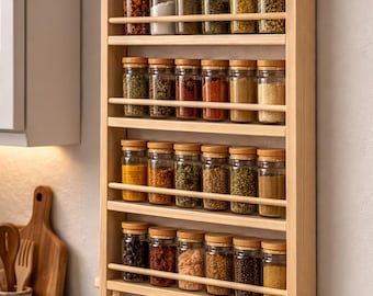 Handmade Wooden Rack | Wall Mounted Kitchen Shelf | Rustic Farmhouse Storage