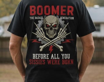 Boomer Skull Crossbones T-Shirt | Badass Generation, Soft Cotton Tee
