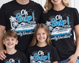 Oh Ship Family Cruise Shirts, Matching Vacation Outfits, Tropical Cruise Tee