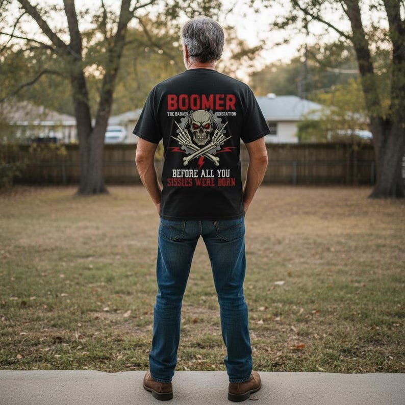 Boomer Skull Crossbones T-Shirt | Badass Generation, Soft Cotton Tee image 3