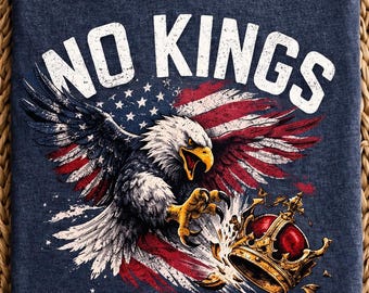 Bald Eagle Grabbing Crown No Kings T-Shirt | Freedom Graphic Tee