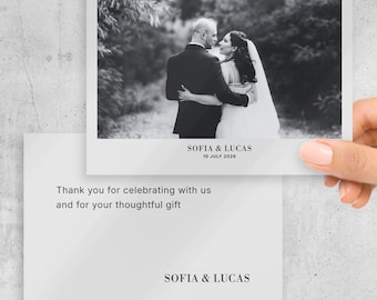 Biglietto di ringraziamento per matrimonio moderno / Modello Canva modificabile in stile minimalista (download digitale)